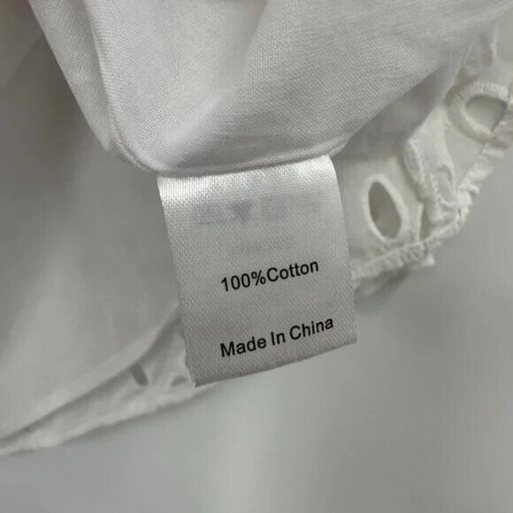 Tuckernuck White Eyelet Lace Finley Flutter Sleeve Top sz M Medium Blouse - Picture 3 of 5